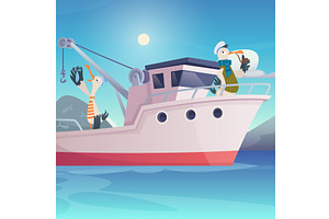 Seagul sailors. cartoon fun seaguls, a Transportation Illustration by Onyx