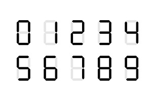 Set Of Digital Number Signs