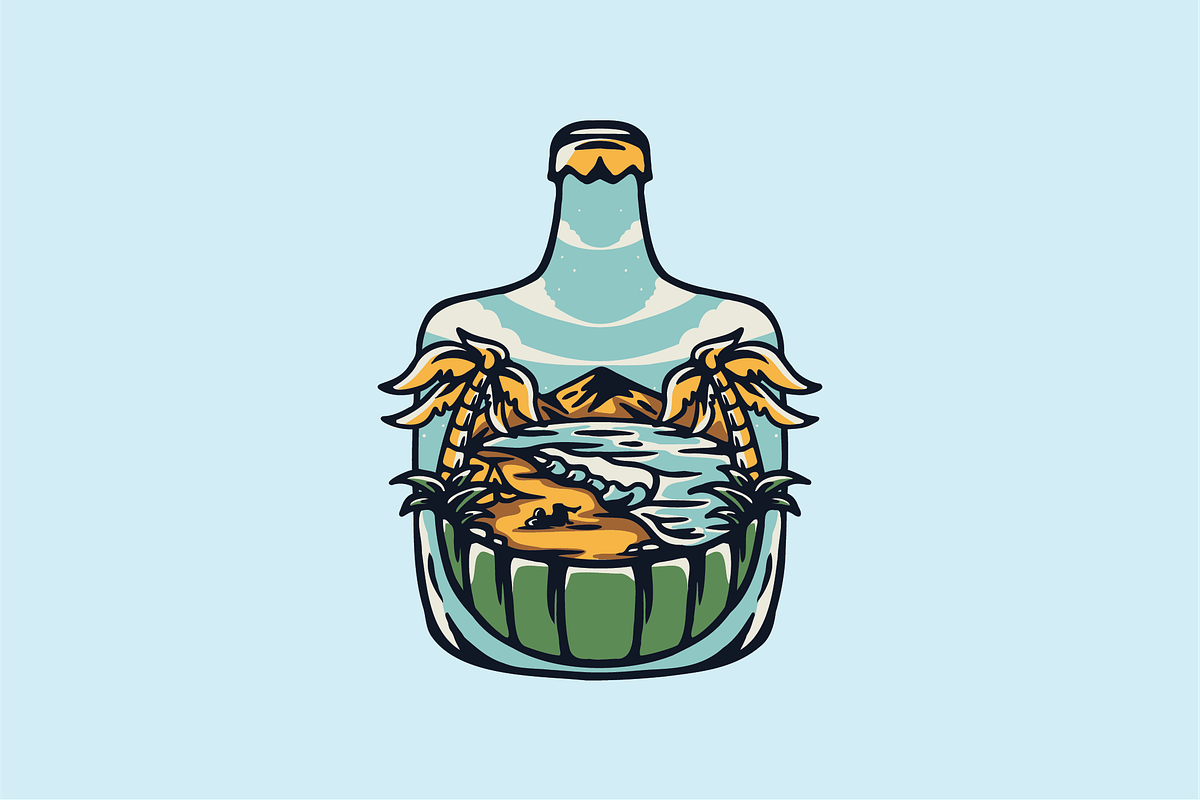 Tropical Island Inside a Bottle, an Object Illustration by nomlimo.com (Photo 1 of 2)