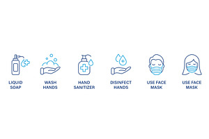 Virus Precaution Banner Icons, an Object Illustration by Vector Creator