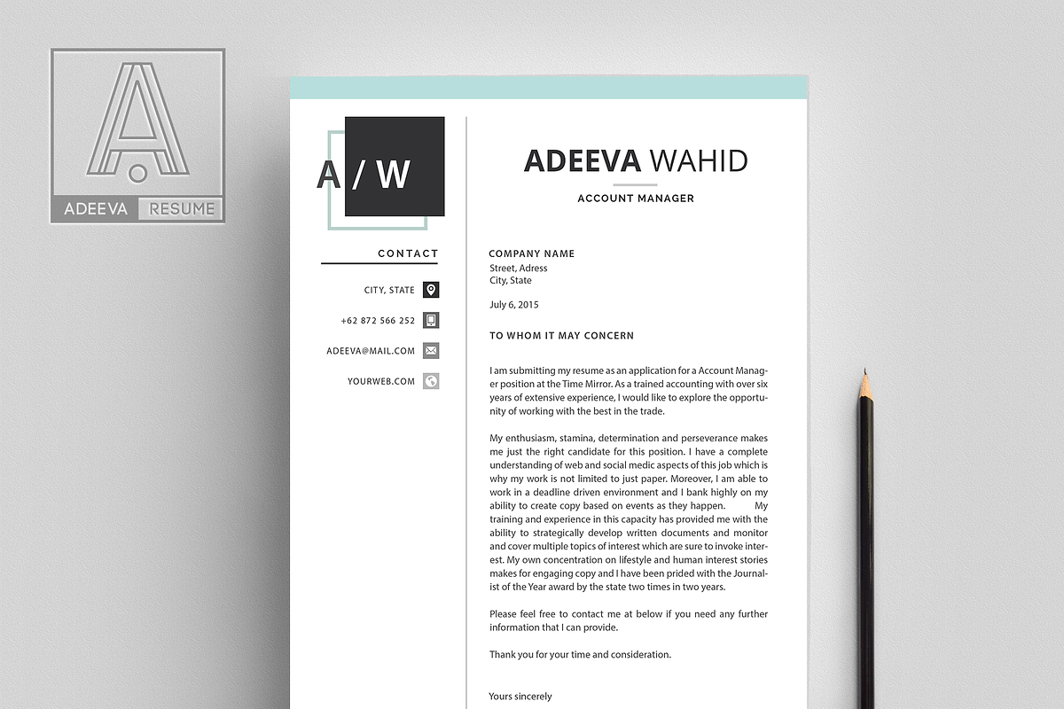 Simple Resume Template Wahid, a Resume Template by AdeevaResume (Photo 4 of 4)