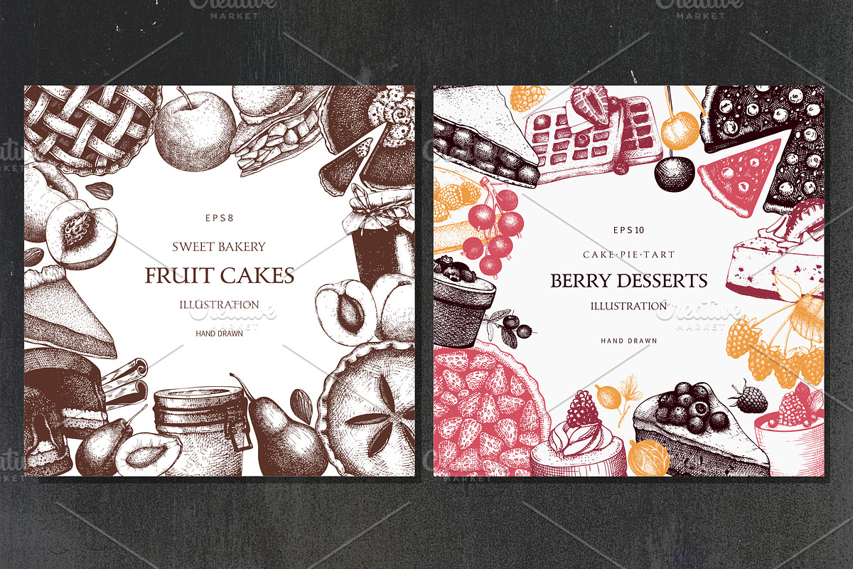 Fruit Cake & Berry Pie Collection, a Food Illustration by Yevheniia (Photo 4 of 8)