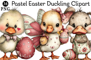 Pastel Easter Duckling Clipart, an Illustration by Daily.Designs