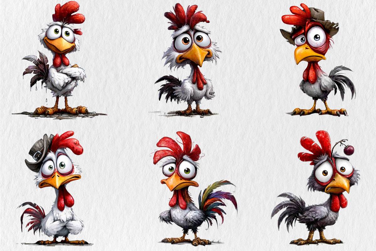 Quirky Funny Chicken Clipart, an Animal Illustration by Rose Art (Photo 4 of 7)