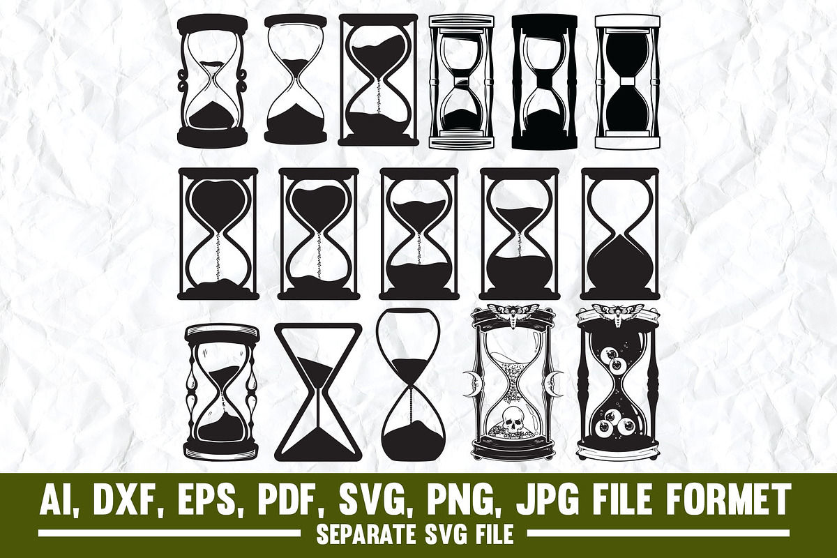 Hourglass,time,sand,clock,skull,hour, an Object Graphic by VectorArtPrintableDesign