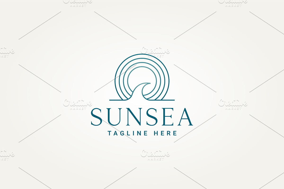 simple sun and ocean wave icon logo, a Branding & Logo Template by Blazybone