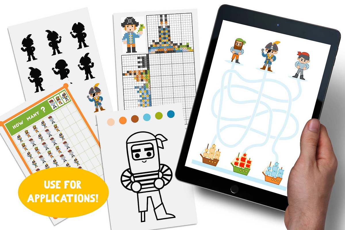 Pirate cartoon set of activity games, an Education Illustration by Ksenya Savva (Photo 3 of 10)
