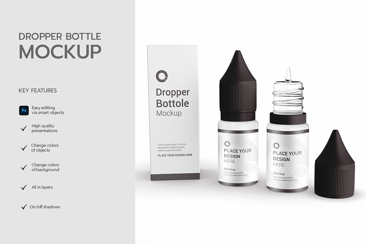 Dropper Bottle with Box Mockup, a Product Mockup by graphypix (Photo 3 of 3)