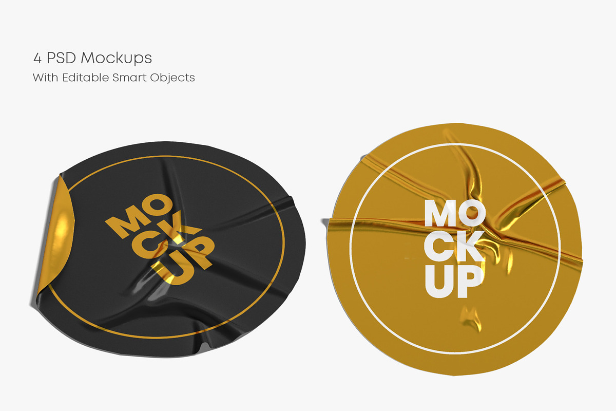 Round Crumpled Stickers Mockup Set, a Print Template by Graphic Bird (Photo 5 of 6)