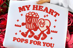 Knitted Popcorn & Heart Png, an Illustration by Craft Nest