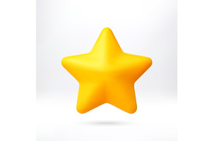 Yellow 3d cartoon star on white, an Object Illustration by Abscent