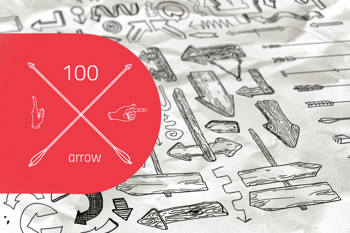100 arrow set hand drawn
