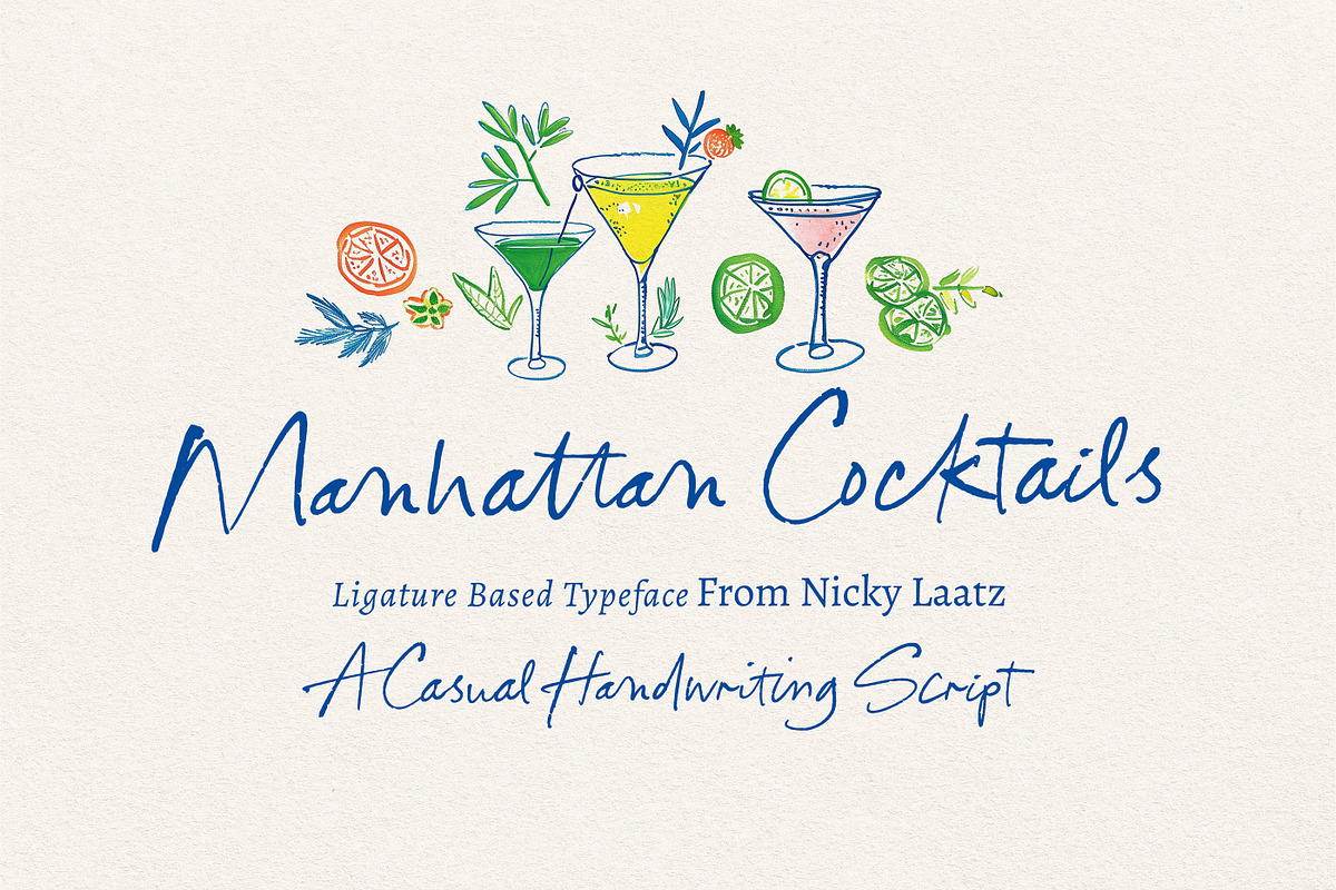 Manhattan Cocktails Handwritten Font, a Handwritten Font by Nicky Laatz (Photo 1 of 15)