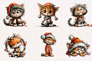 Funny Cartoon Cat Christmas Clipart, a Seasonal Illustration by CreationArt (Thumbnail 4 of 7)