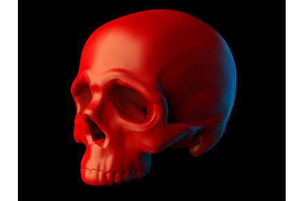 Abstract sculpted red skull without