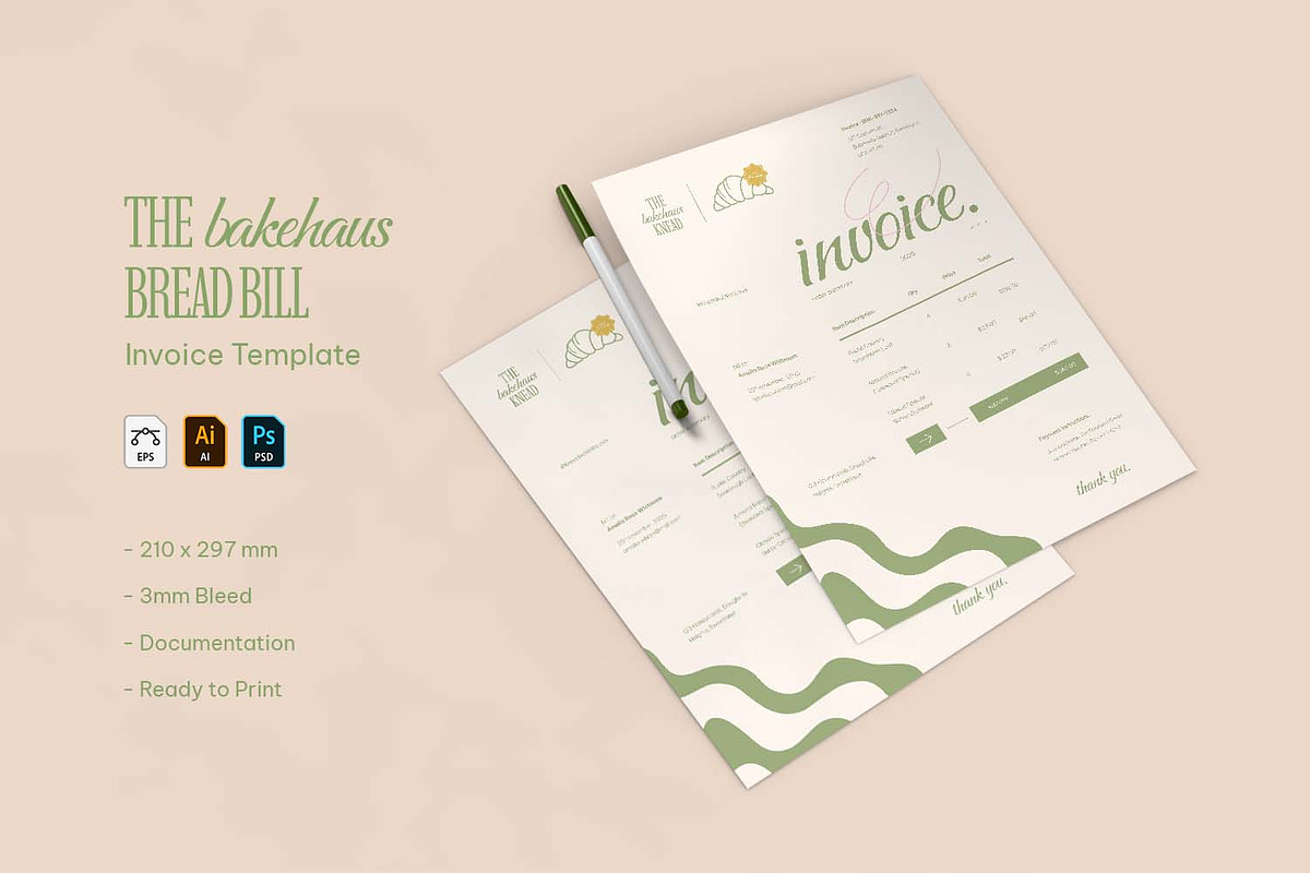 The Bakehaus Bread Bill - Invoice, a Stationery Template by VUNIRA (Photo 1 of 3)