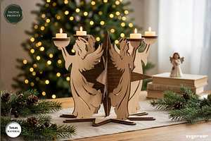 3D Christmas Angel Candle Stand SVG