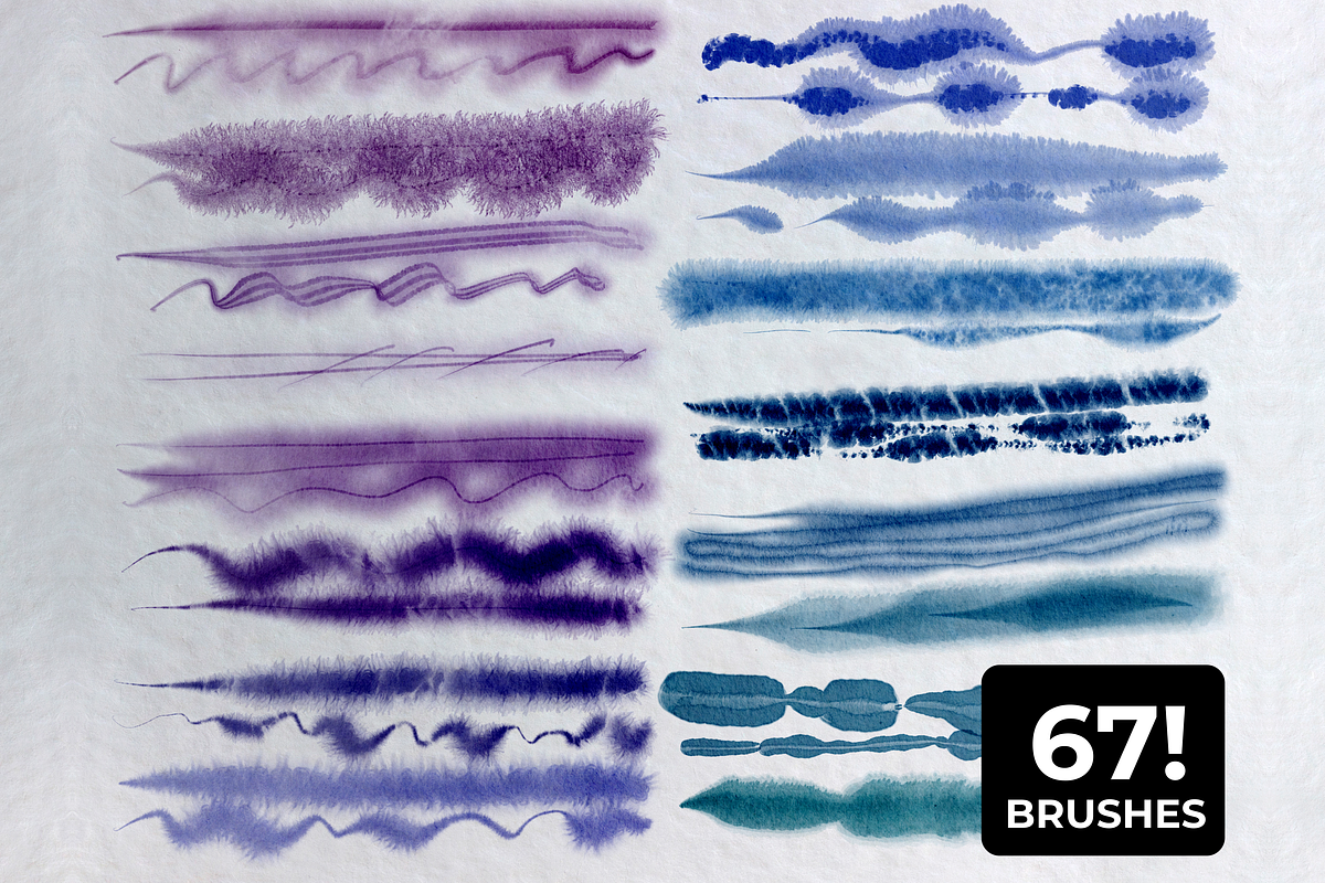 67! WATERCOLOR Procreate brushes, a Brush Add-On by Graphics Resources (Photo 9 of 11)