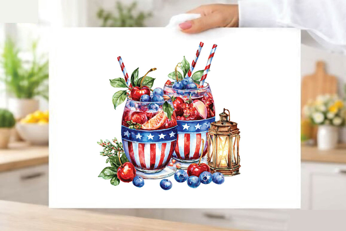 Watercolor 4th of July Cocktail Clip, an Illustration by SVGArt (Photo 3 of 9)