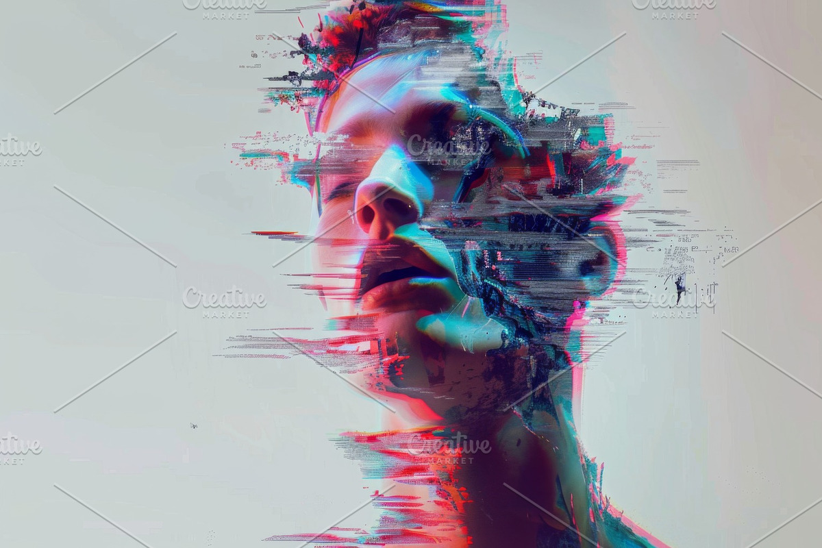 90 Glitch faces, a Person Illustration by Handmadefont (Photo 67 of 94)