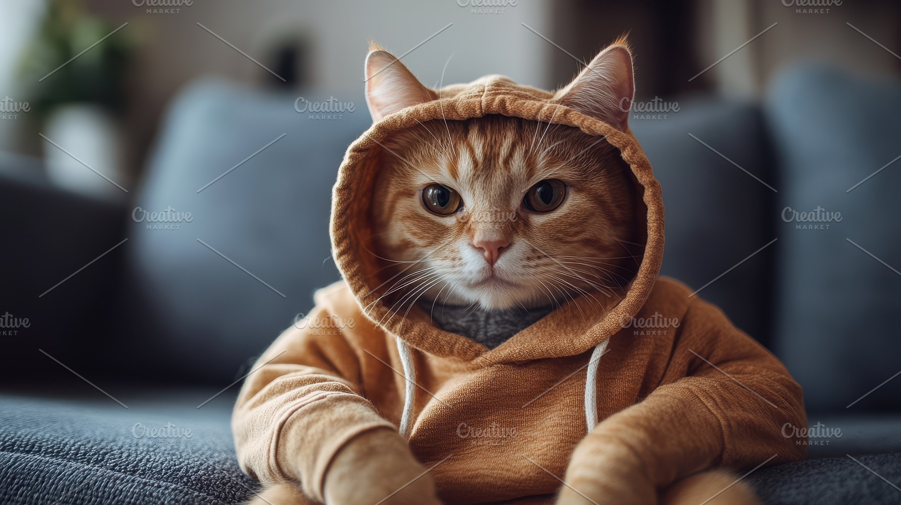 A stylish ginger cat, dressed in a c, an Animal Photo by Pixeness Studio