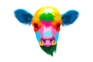 Abstract brown cow head portrait