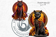 Black Cat Familiars clipart Set, an Animal Illustration by ThatsDesignArt (Thumbnail 5 of 10)