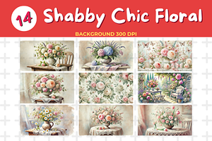 Watercolor Shabby Chic Floral Backgr