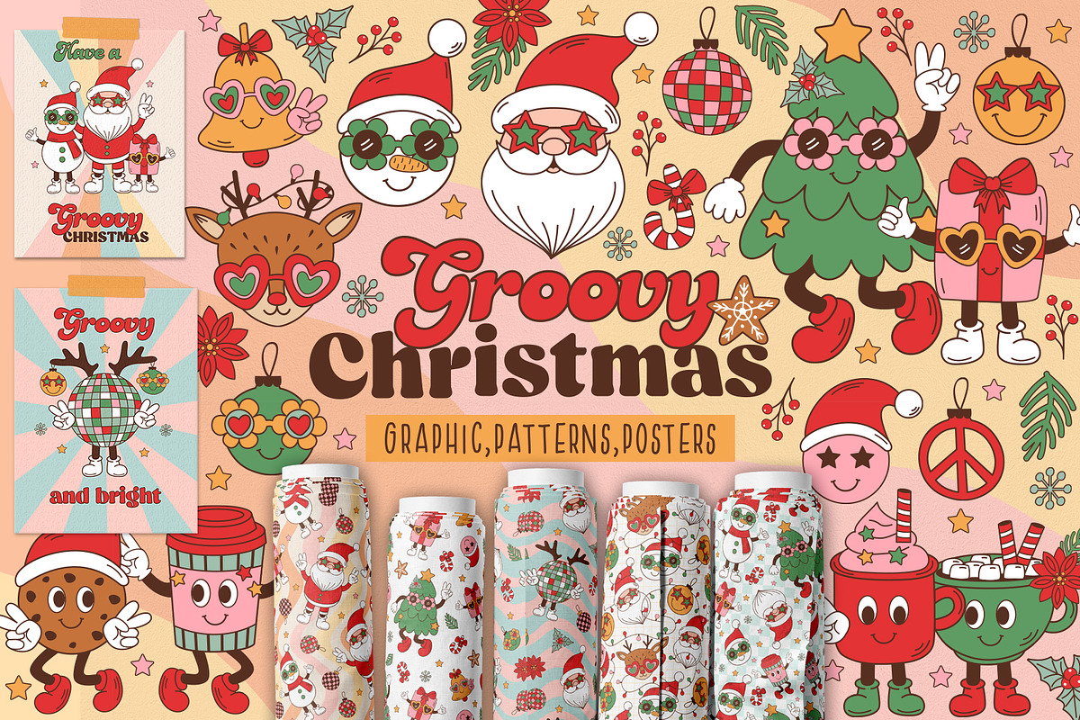 Groovy Christmas collection, an Object Illustration by NataKa (Photo 1 of 11)