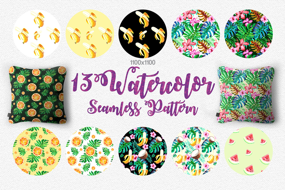 Watercolor Summer Design Set, an Illustration by Free-PSD-Templates (Photo 2 of 7)