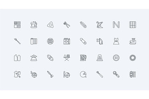 Sewing equipment dressmaker icons, an Illustration by Lemberg Vector