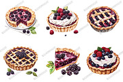 Watercolor Mulberry Pie Clipart, an Illustration by designcity5 (Thumbnail 5 of 5)