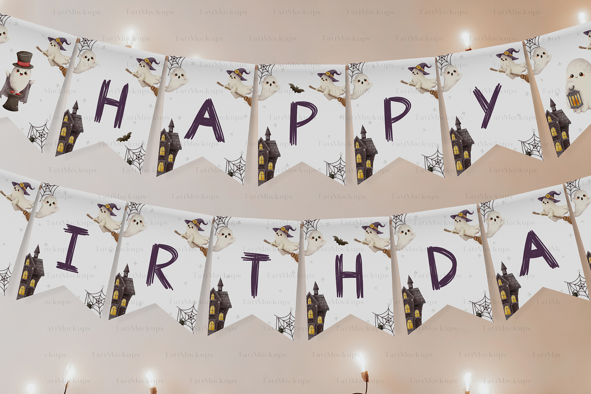 Wall Garland Mockup, Bunting Mock, a Product Mockup by TatiMockup (Photo 5 of 5)