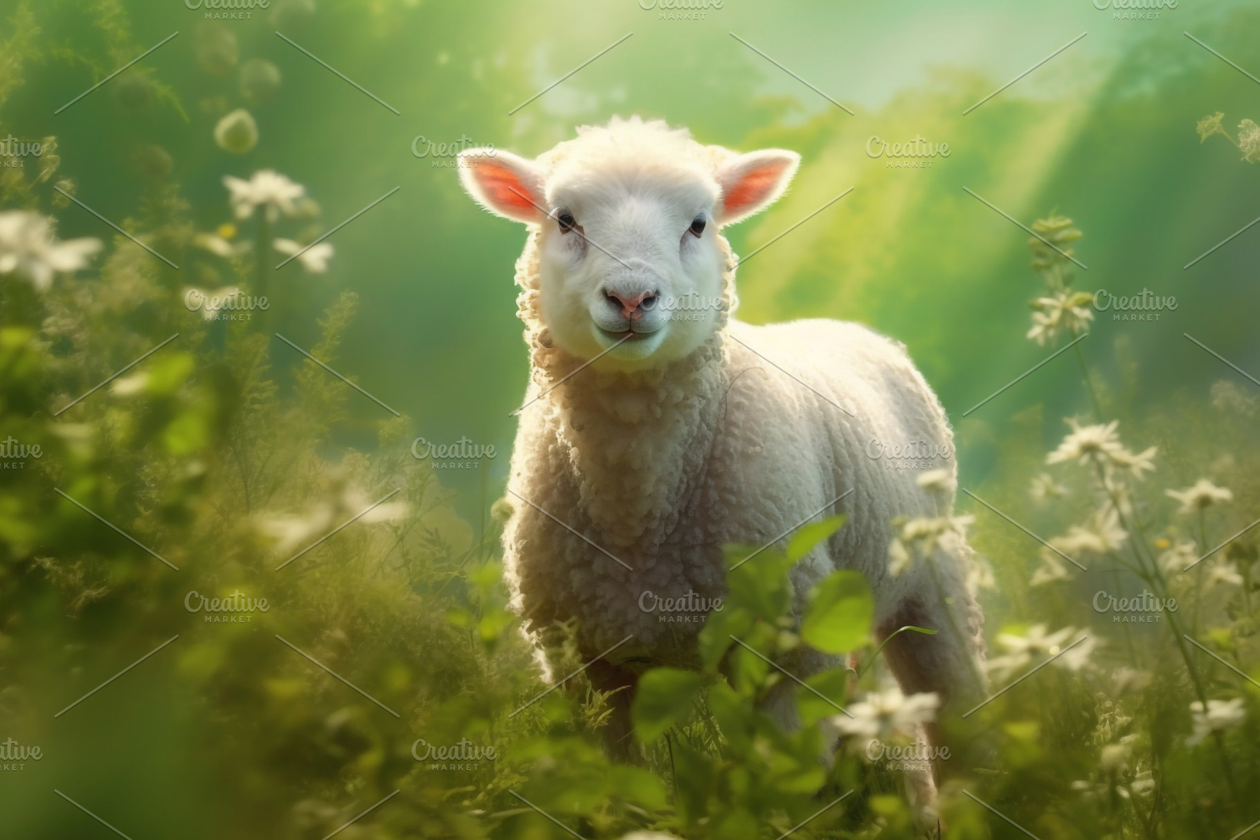A little sheep in the green meadows, an Animal Photo by RgraphicsDesign