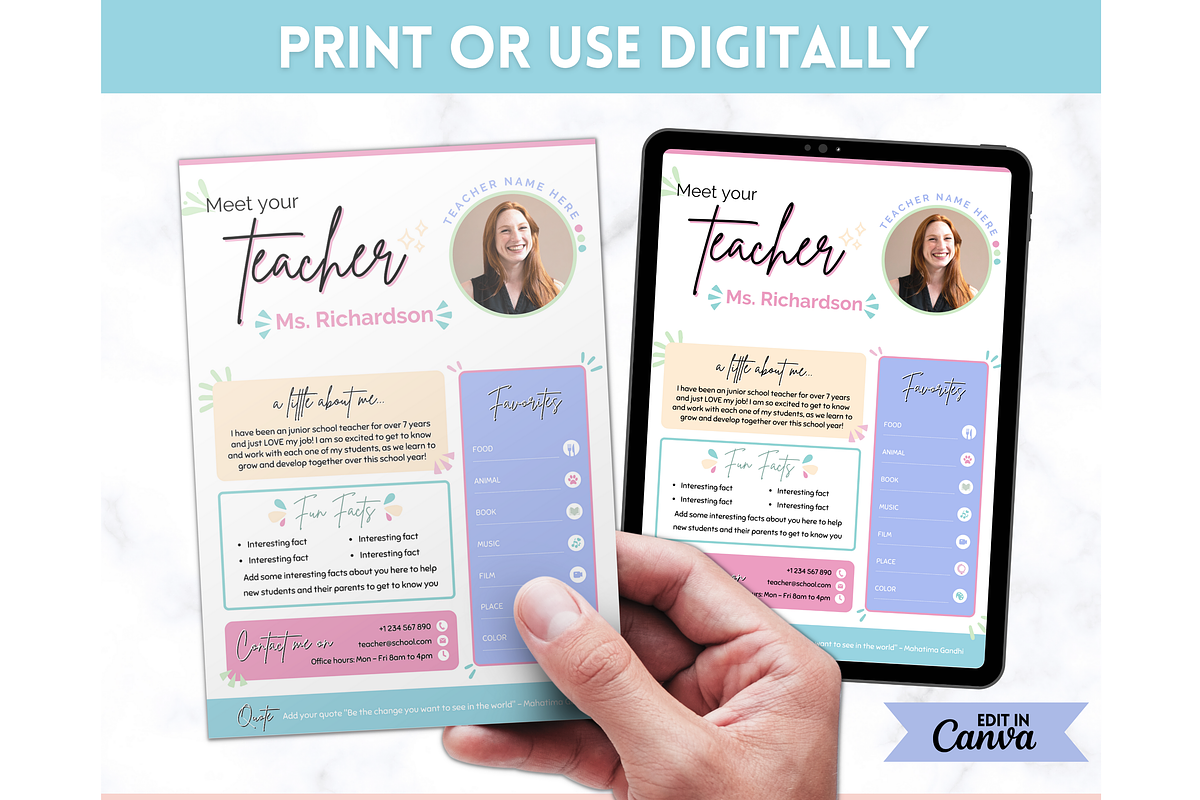 Meet the Teacher Template - Canva, a Templates & Theme by Templatables (Photo 6 of 8)