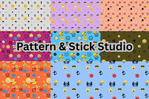 Fun Emoji Pattern Pack – Seamless, a Pattern Graphic by Pattern & Stick Studio