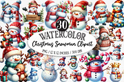 Christmas Snowman Watercolor Clipart, an Illustration by Designking (Thumbnail 1 of 5)