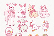 Coquette Easter Clipart | Hand Drawn, an Animal Illustration by TitaLivingArt (Thumbnail 3 of 12)