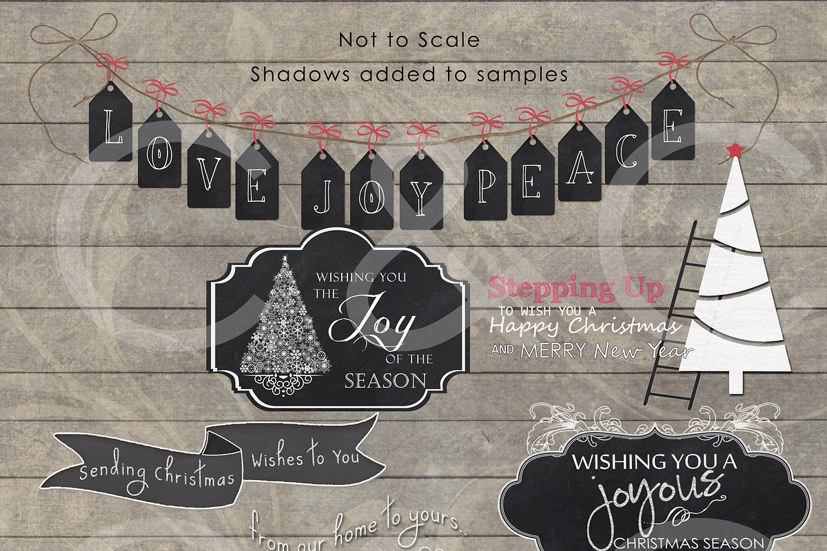 20 Chalkboard Holiday Tags-WordArt preview 3