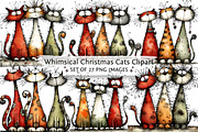 Whimsical Christmas Cats Clipart, a Texture Illustration by DreamPrint404 (Thumbnail 1 of 6)