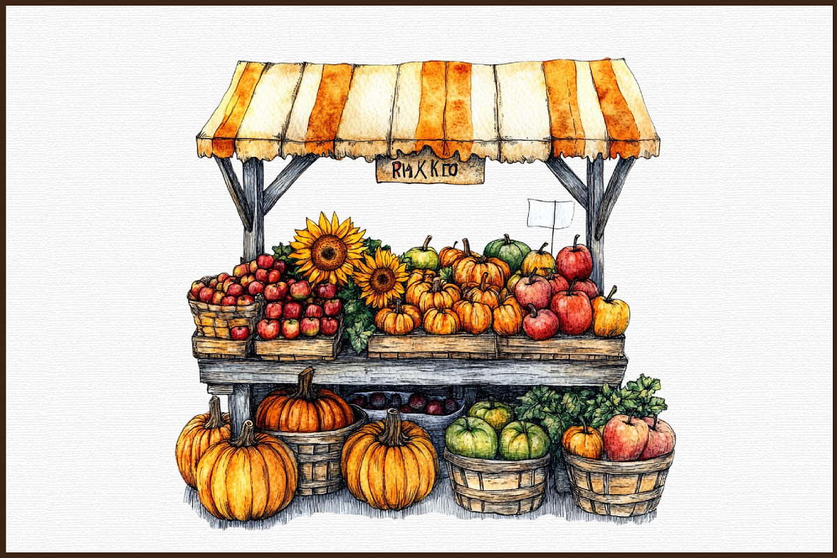Watercolor Farm Truck, Fall Clipart, an Illustration by Sublimation Artist (Photo 3 of 6)