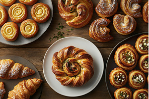 variety of classic French pastries, a Food & Drink Photo by Lermont51
