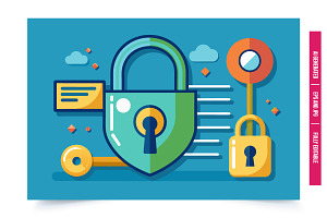 Padlock with shield protection, an Illustration by Tanuart
