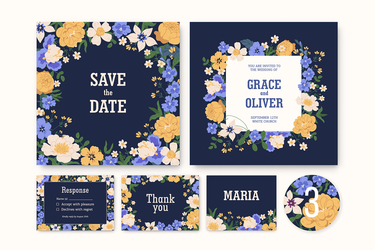Wedding invitation cards and labels, a Decorative Illustration by Good Studio (Photo 1 of 5)
