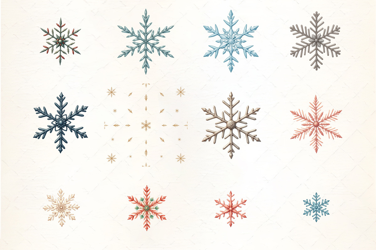 Holiday Snowflake Pattern Clipart, an Illustration by CrexoraLab (Photo 2 of 5)