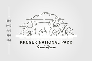line art kruger national park, a Branding & Logo Template by lawoel
