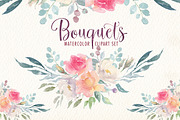 Watercolor bouquets clipart set, an Illustration by Art & Things (Thumbnail 5 of 5)