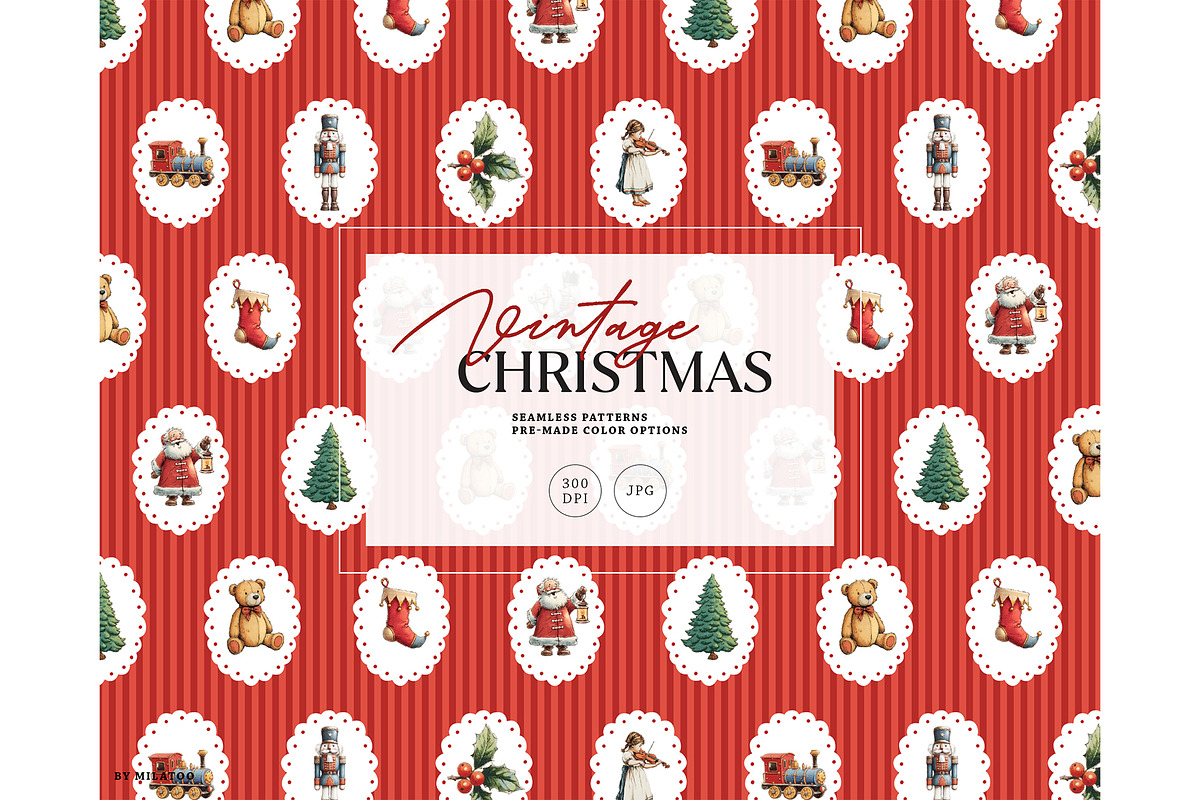 Vintage Christmas nostalgic pattern, a Texture Graphic by Milatoo (Photo 1 of 6)