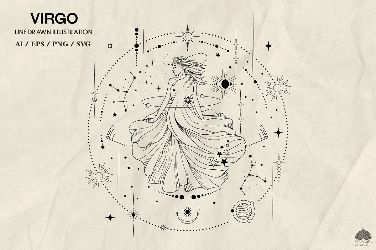 Zodiac signs line art + Procreate, a Decorative Illustration by Skliarova (Photo 9 of 16)