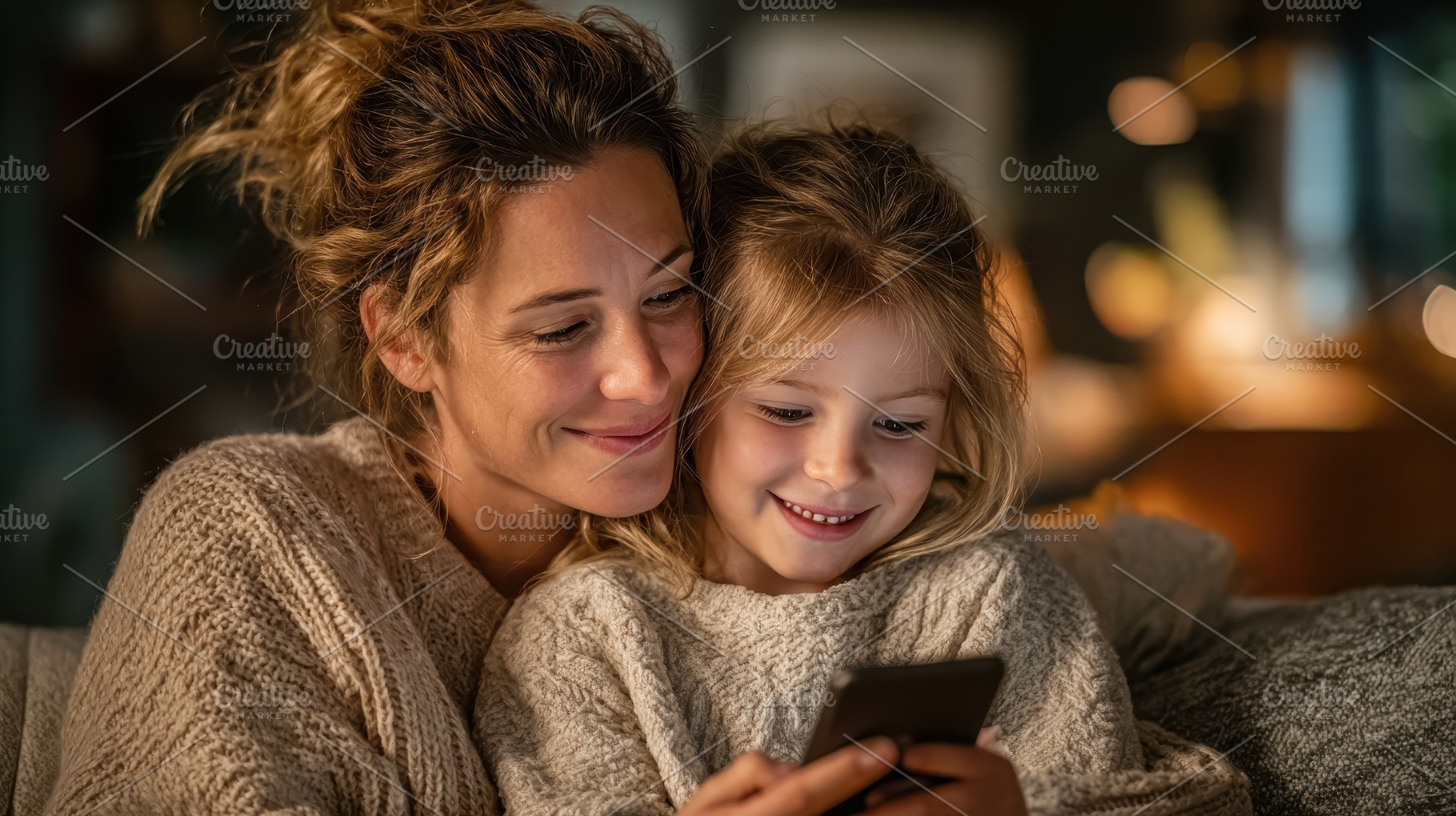 Mother and daughter snuggling lookin, a Photo by Pixeness Studio